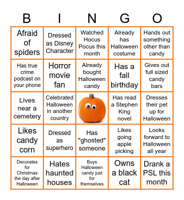 APG Halloween Bingo Card