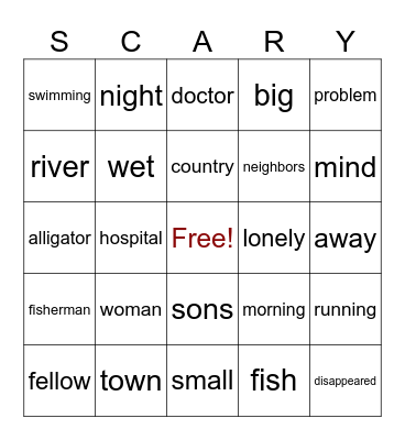 Scary Stories to Tell in the Dark- Alligators Bingo Card