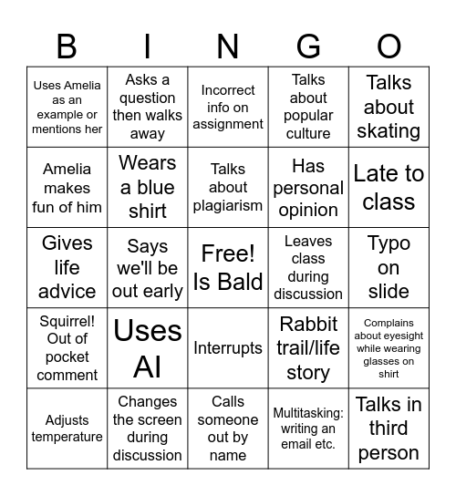 Pyschology Bingo Card