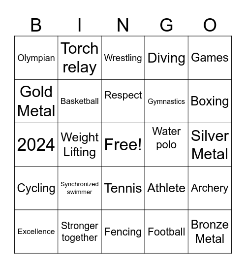 Mental Health Training Day Olympic Bingo Card