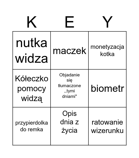 Bingo odcinka Kasi Bingo Card