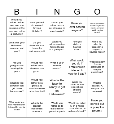 Halloween Bingo Card