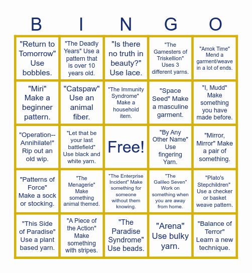 KNIT LONG AND PROSPER Bingo Card