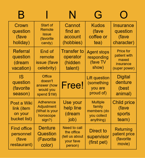 Getting to Know You Bingo Card