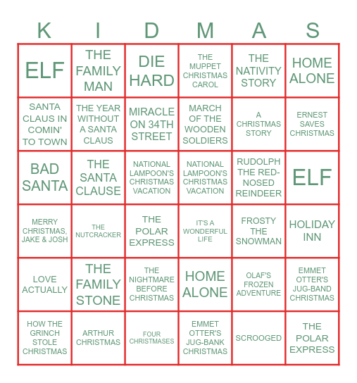 It's Pajama Time! Bingo Card
