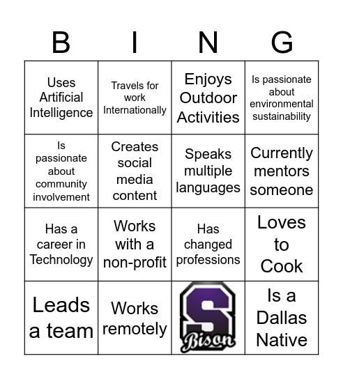 Sunset NAF Bing Icebreaker Bingo Card