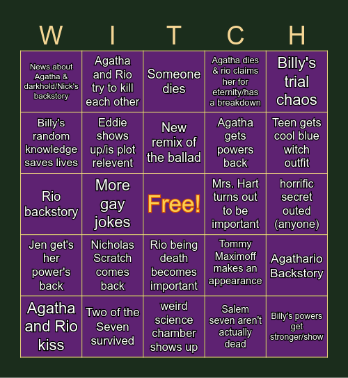 Agatha All Along Finale Bingo Card