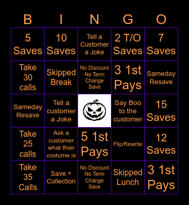 Halloween Retention Bingo Card