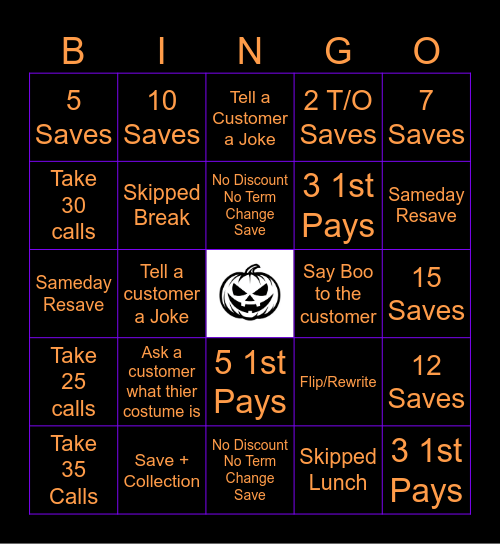 Halloween Retention Bingo Card