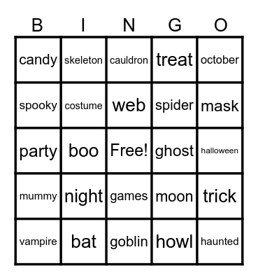 Halloween Bingo Card
