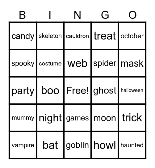 Halloween Bingo Card