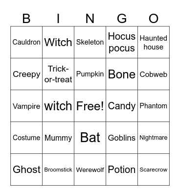 Halloween Bingo Card