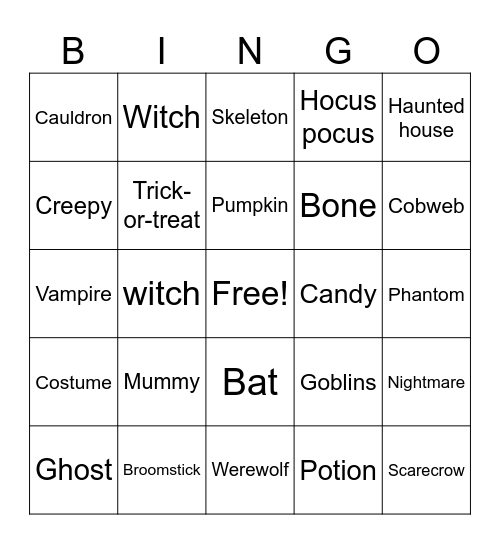 Halloween Bingo Card