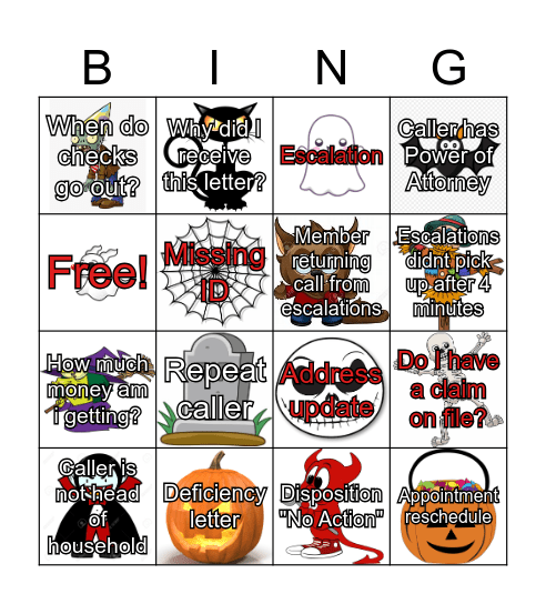 Patriot EP Halloween Bingo Card