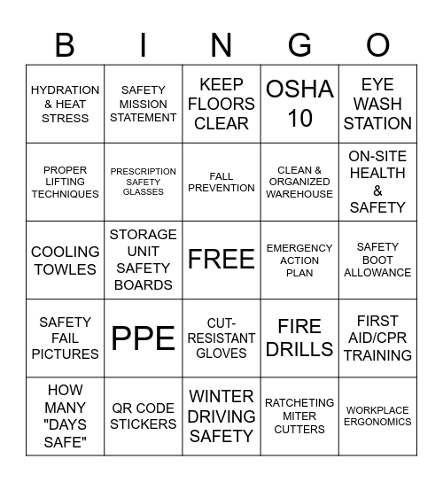 SAFETY BINGO Card