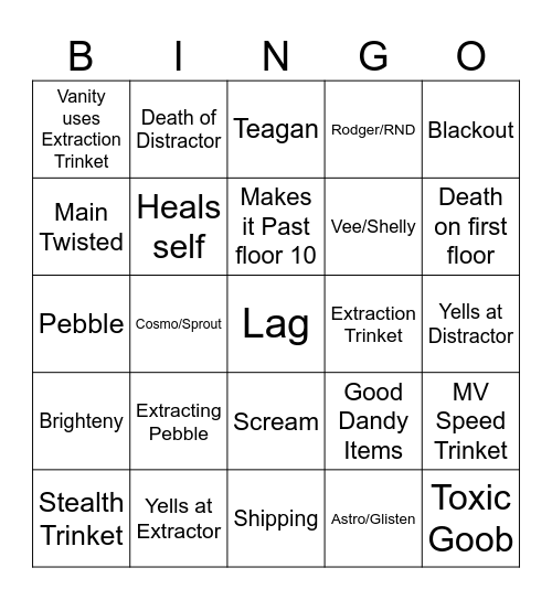 Dandi Bingo Card