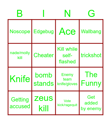 cs bingo Card