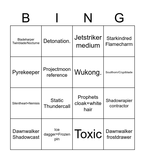 Chime of conflict bingo Card