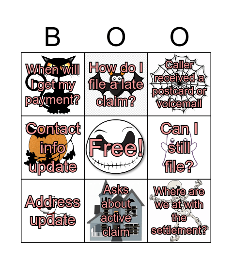 Patriot Washington Halloween Bingo Card