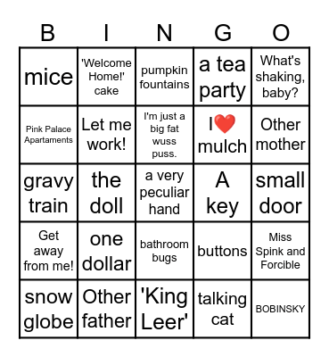 Coraline Bingo Card