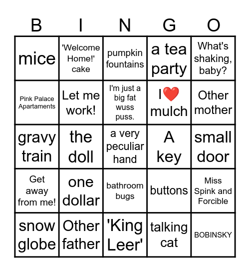 Coraline Bingo Card