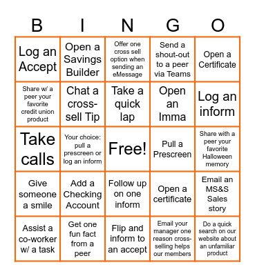 Spooky Halloween Bingo MS&S Bingo Card