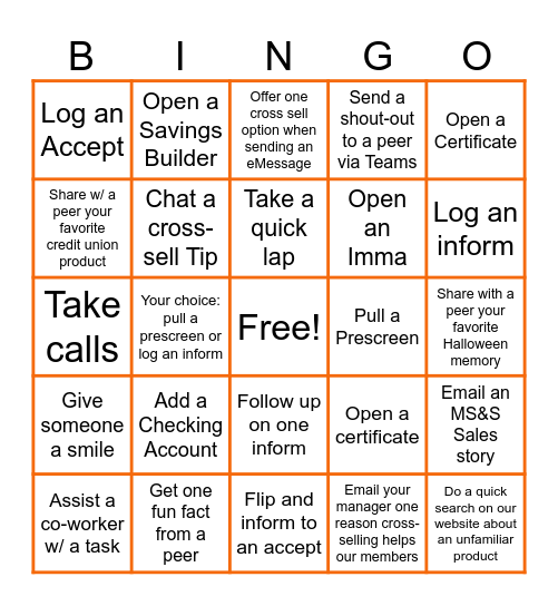 Spooky Halloween Bingo MS&S Bingo Card