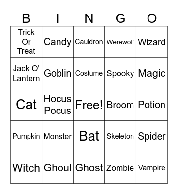 Halloween Bingo Card