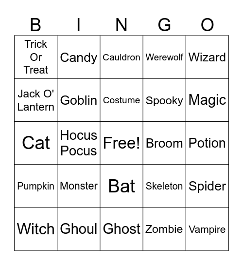 Halloween Bingo Card