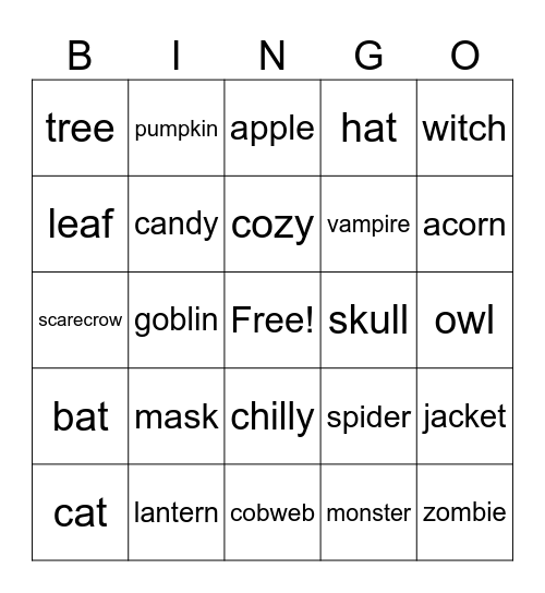 Halloween Bingo Card