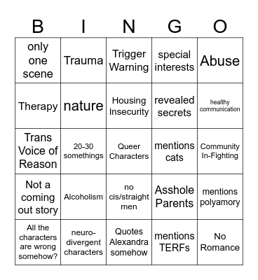 Kaz's Playwriting Bingo Card