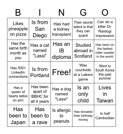 Provisional Beans Bingo Board Bingo Card