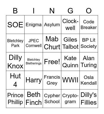 The Rose Code Bingo Card