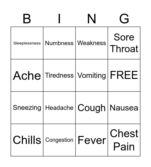 Vocab Bingo Card