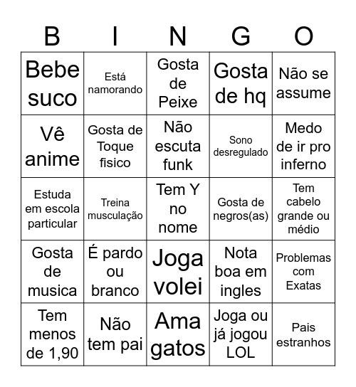 BINGO GAY Bingo Card