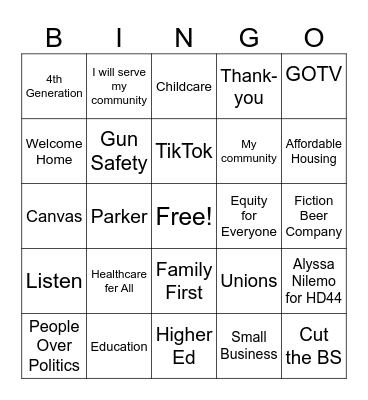 Alyssa Nilemo Buzzword Bingo Card