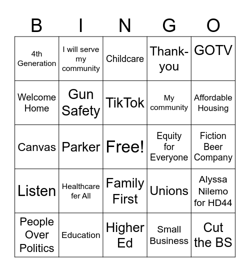 Alyssa Nilemo Buzzword Bingo Card