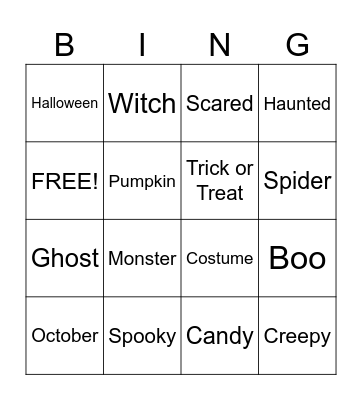 Halloween Bingo Card