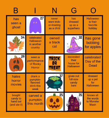 Happy Halloween Bingo Card