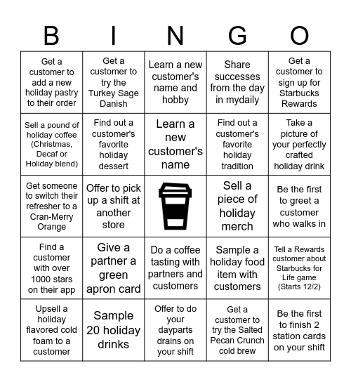 Holiday Bingo Card