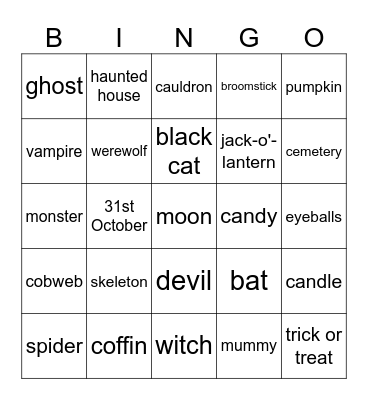 Halloween Bingo Card