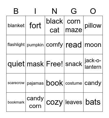 COZY COMFY DAY Bingo Card