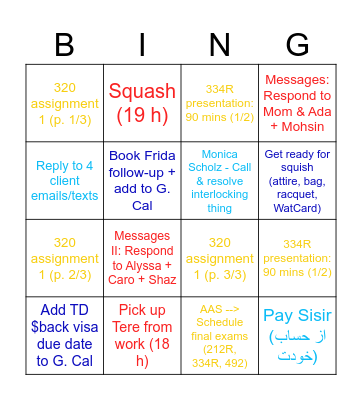 October 30 Task Bingo (Mixed) Bingo Card