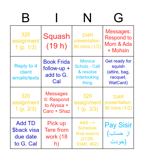 October 30 Task Bingo (Mixed) Bingo Card