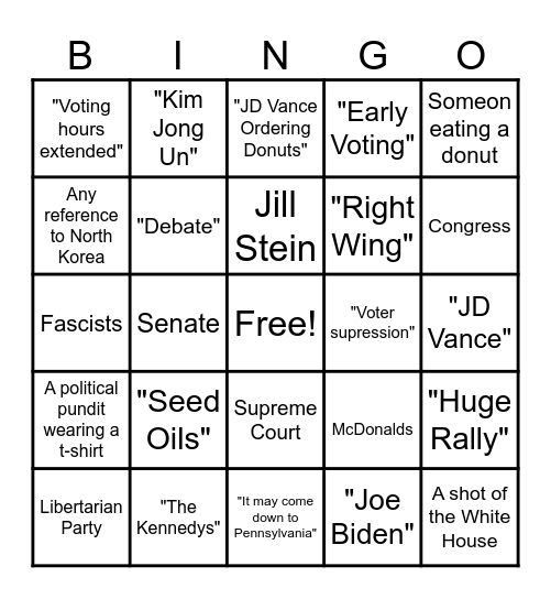 2024 Election Night Bingo ! Bingo Card