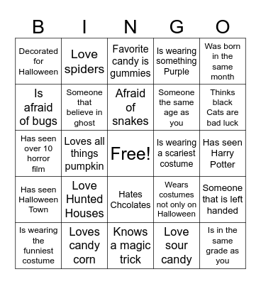 Halloween Bingo Card