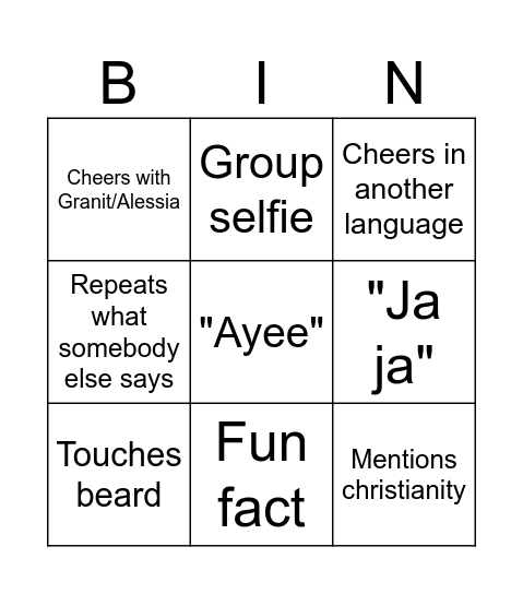 Agge bingo Card