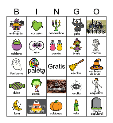 Spanish Halloween Bingo Card
