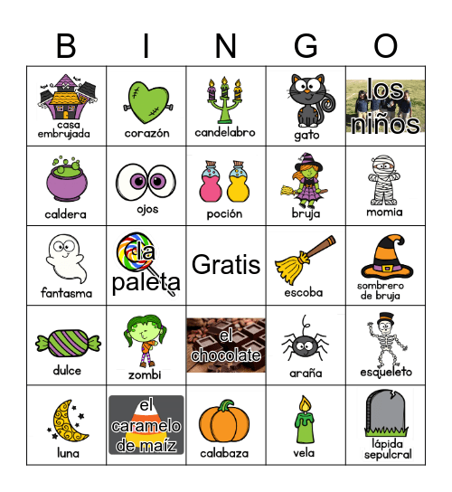 Spanish Halloween Bingo Card