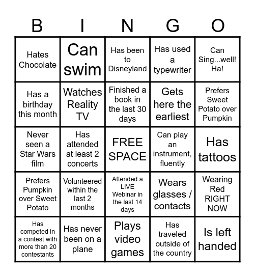 SUL Workforce Bingo Card